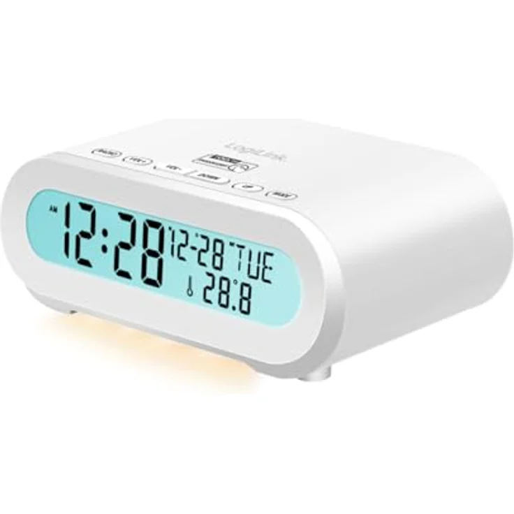 LogiLink SC0121W Radio-Wecker mit Temperatur- und Luftfe Anzeige, Einschlaf-Timer, USB Port, Farbe Weiß – Bild 1