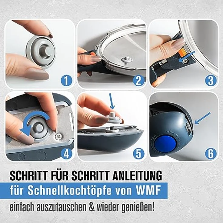 Piebert Kochsignaldichtung 39155 für WMF Schnellkochtöpfe, hellgrau, hitzebeständiges Silikon, BPA-frei, lebensmittelecht – Bild 3