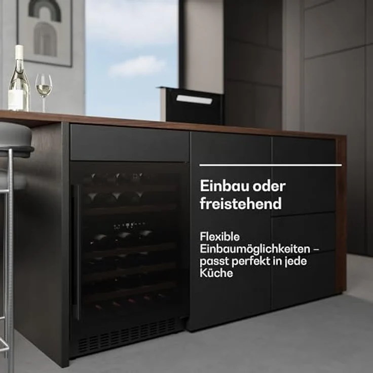 Klarstein JCF-145S Velaire Weinkühlschrank, 46 Flaschen, 2 Zonen, UV-Schutz, Holzlagerböden, leise, ideal für Sammler – Bild 3