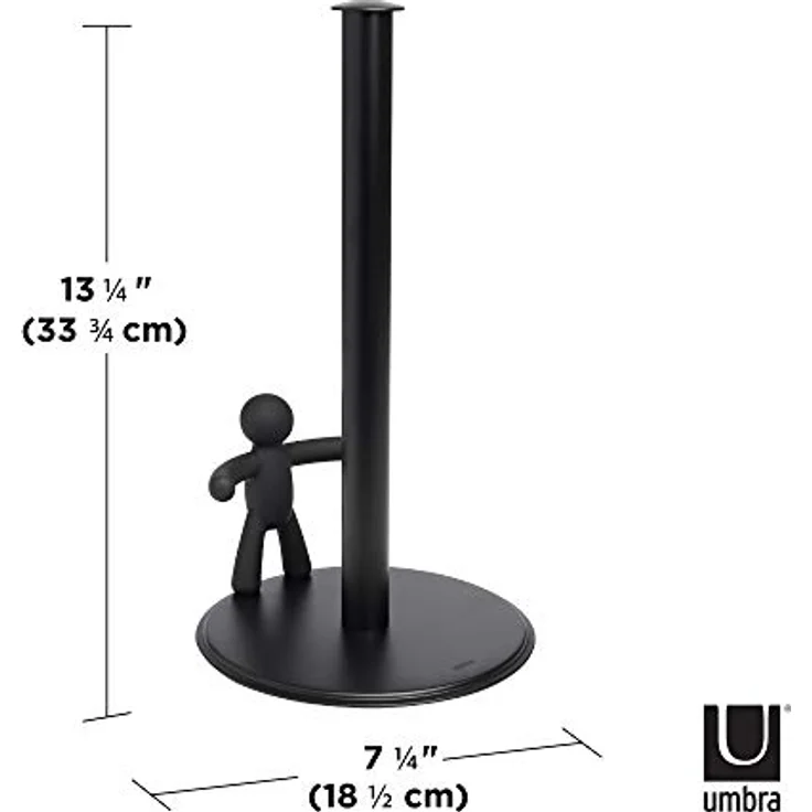 Umbra Buddy Küchenrollenhalter Schwarz stehend, Zewa Rollenhalter und Papierrollenhalter für Küchentücher – Bild 2