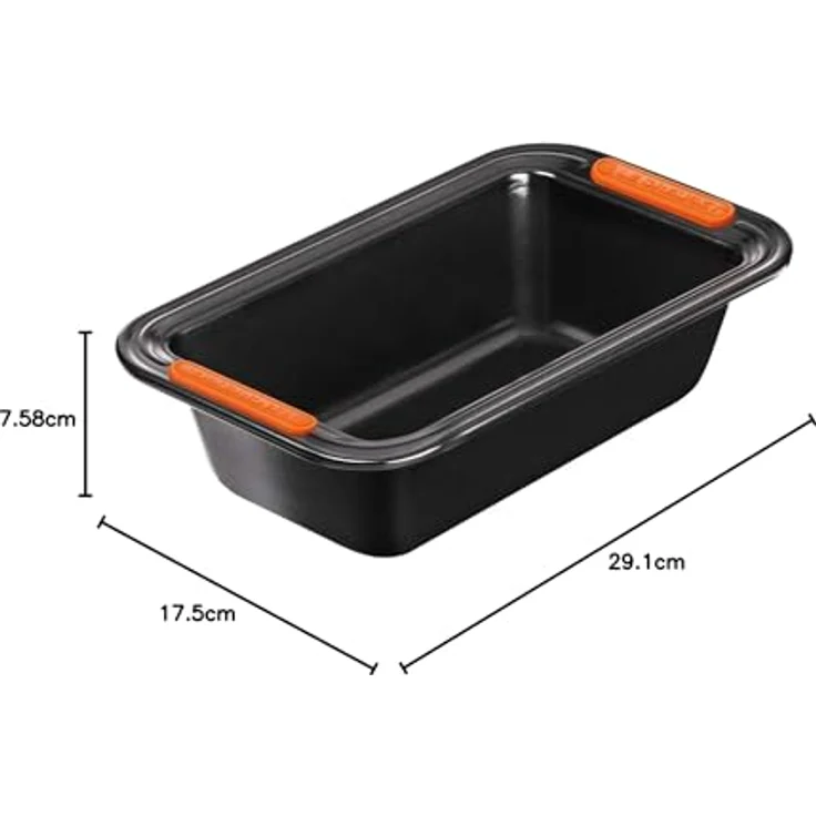 Le Creuset Antihaft Kastenform, Rechteckig, 23,5 x 13,5 cm, PFOA-frei, Sauerteigbeständig, Aus Karbonstahl gefertigt, Anthrazit-Orange – Bild 4