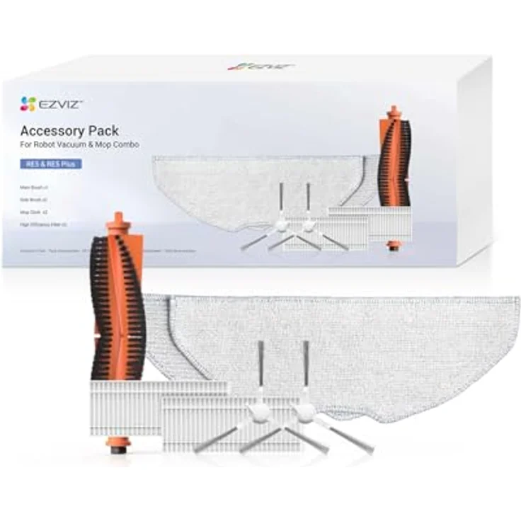 EZVIZ Hocheffizientes Zubehörset für RE4 & RE5 Plus Kehrroboter, Hauptbürste, Seitenbürste, Wischtuch, HEPA-Filter – Bild 2