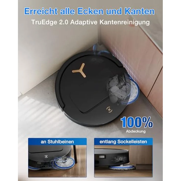 ECOVACS DEEBOT T50 PRO Omni Gen3, Saugroboter mit Wischfunktion, 25.000 Pa Saugkraft, AIVI 3D 3.0, automatischer Reinigungslösung, Mopp-Reinigung bei 75°C, ultraflaches Design in Glanzschwarz – Bild 3