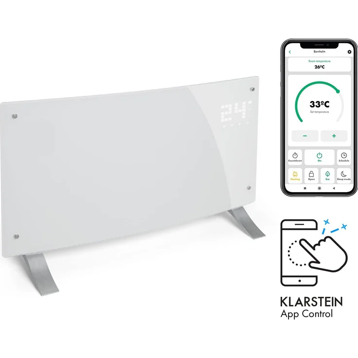 Klarstein Heizstrahler Bornholm Curved Smart Konvektionsheizgerät, Heizstrahler – Bild 1