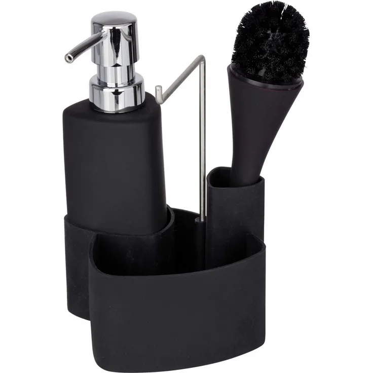 Wenko Spül-Set Empire Schwarz, mit Spülbürste