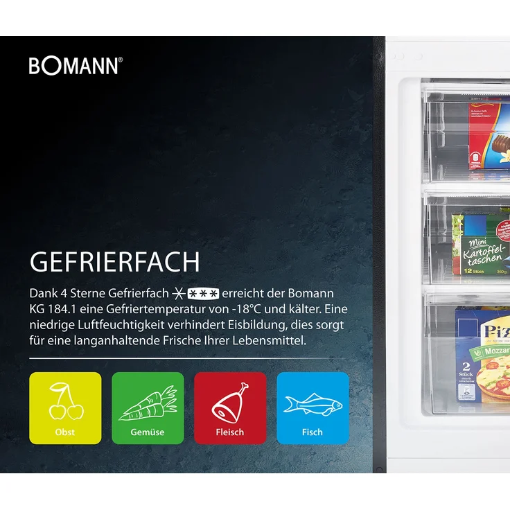 Bomann KG 184.1 w Kühl-Gefrierkombination, freistehend, weiß, Lagerzeit bei Störung 11 h, Energieklasse D – Bild 6