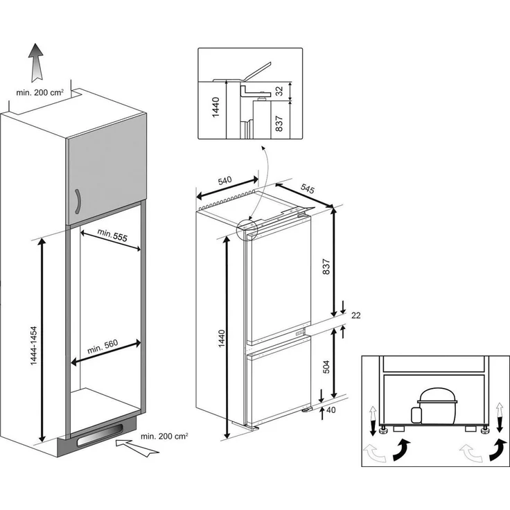 Beko BCSA285K4SN Kühl-Gefrierkombination, Einbau, weiß, Breite 54 cm, Energieklasse E – Bild 5