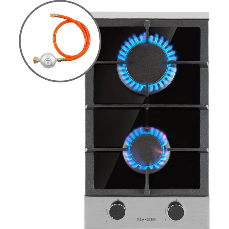 Alchemist Domino Gaskochfeld 2-flammig Aluminium-Brenner Glaskeramik schwarz