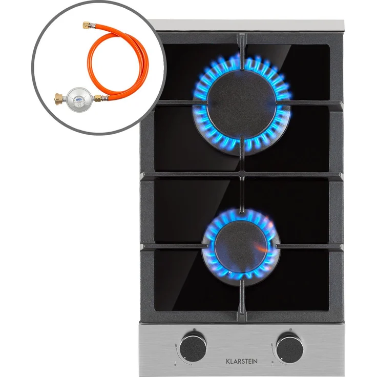 Alchemist Domino Gaskochfeld 2-flammig Aluminium-Brenner Glaskeramik schwarz – Bild 1