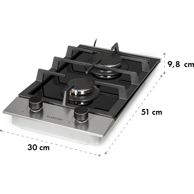 Alchemist Domino Gaskochfeld 2-flammig Aluminium-Brenner Glaskeramik schwarz – Bild 10