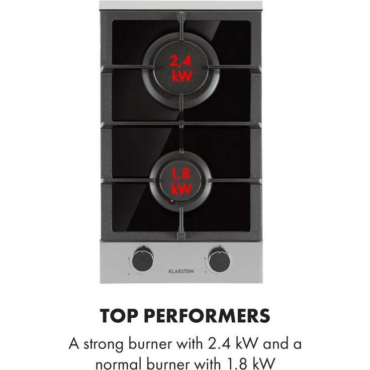 Alchemist Domino Gaskochfeld 2-flammig Aluminium-Brenner Glaskeramik schwarz – Bild 6