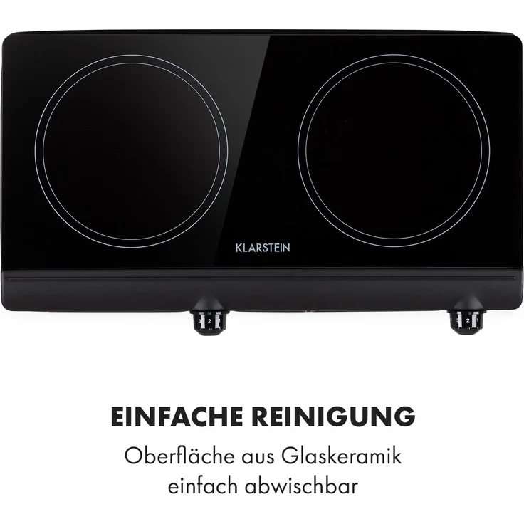 Klarstein Cookbuddy Doppel-Kochfeld 2400W 5 Leistungsstufen Glaskeramik Schwarz – Bild 4