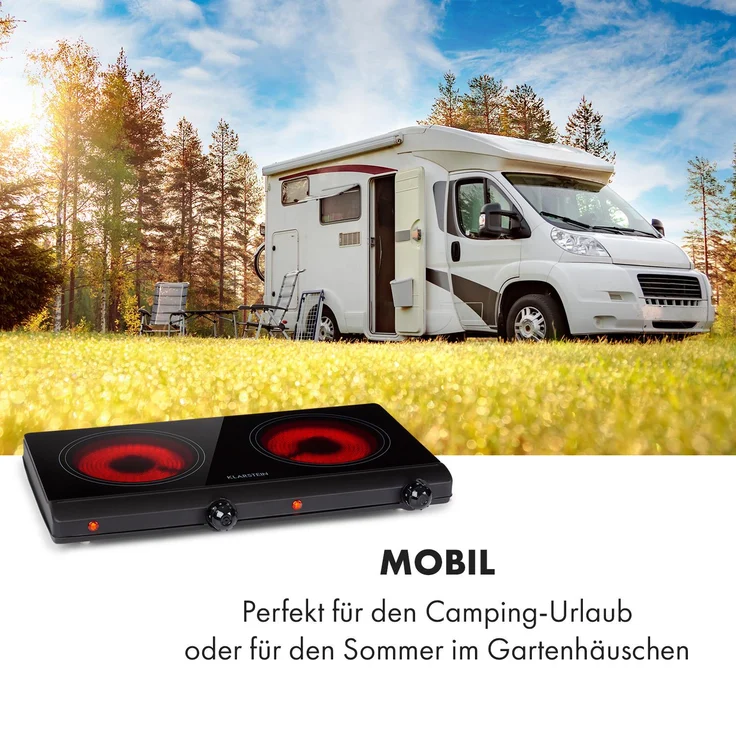 Klarstein Cookbuddy Doppel-Kochfeld 2400W 5 Leistungsstufen Glaskeramik Schwarz – Bild 5