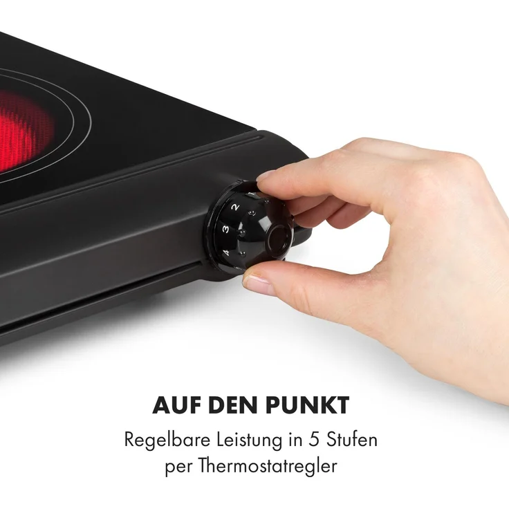 Klarstein Cookbuddy Doppel-Kochfeld 2400W 5 Leistungsstufen Glaskeramik Schwarz – Bild 6