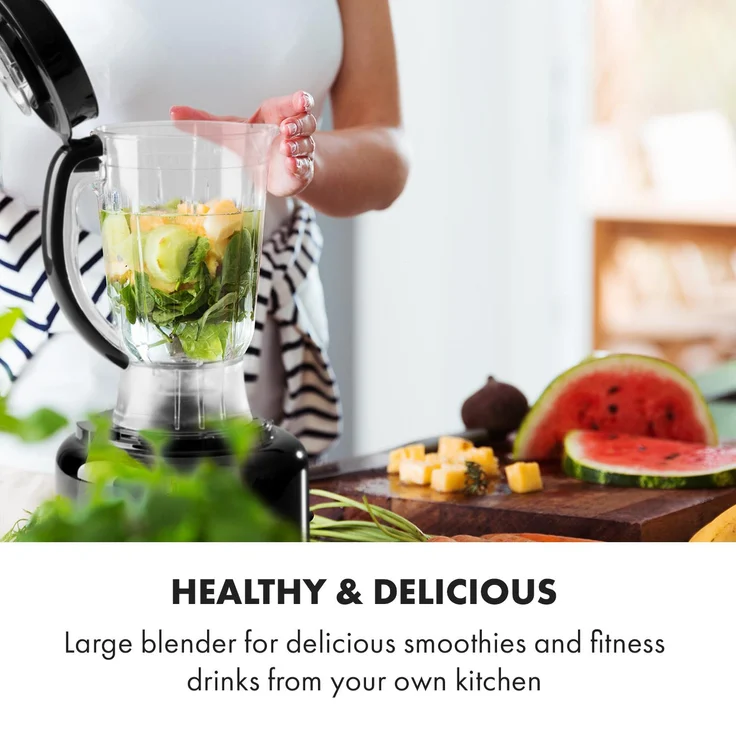 Klarstein Luca Foodprozessor, 1000W, 3 L, stufenlose Geschwindigkeit, 6 Modi, schwarz – Bild 4