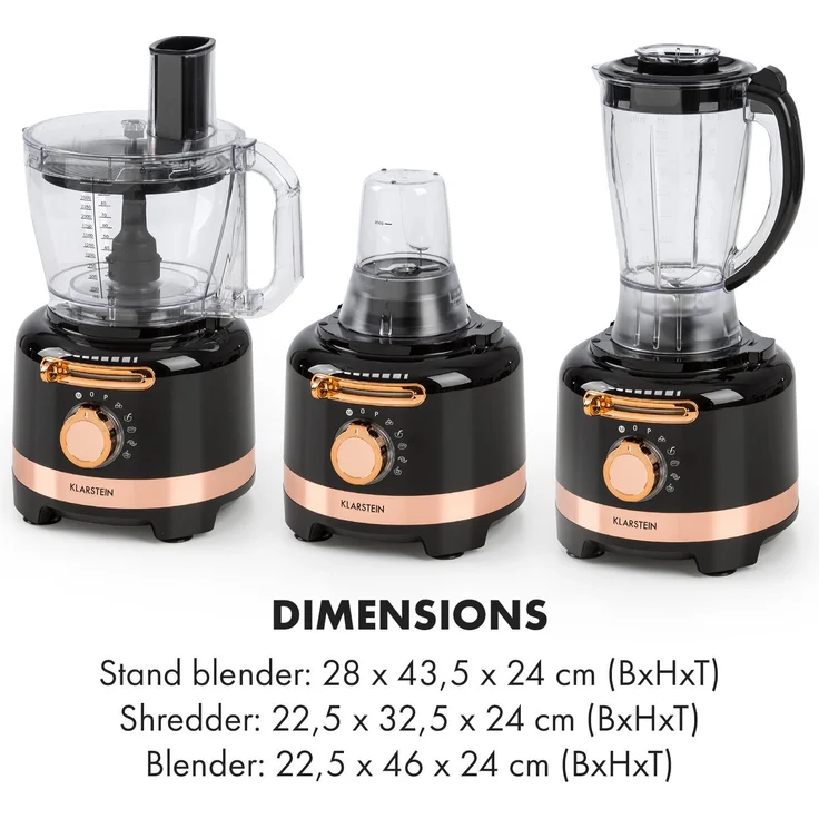 Klarstein Luca Foodprozessor, 1000W, 3 L, stufenlose Geschwindigkeit, 6 Modi, schwarz – Bild 9