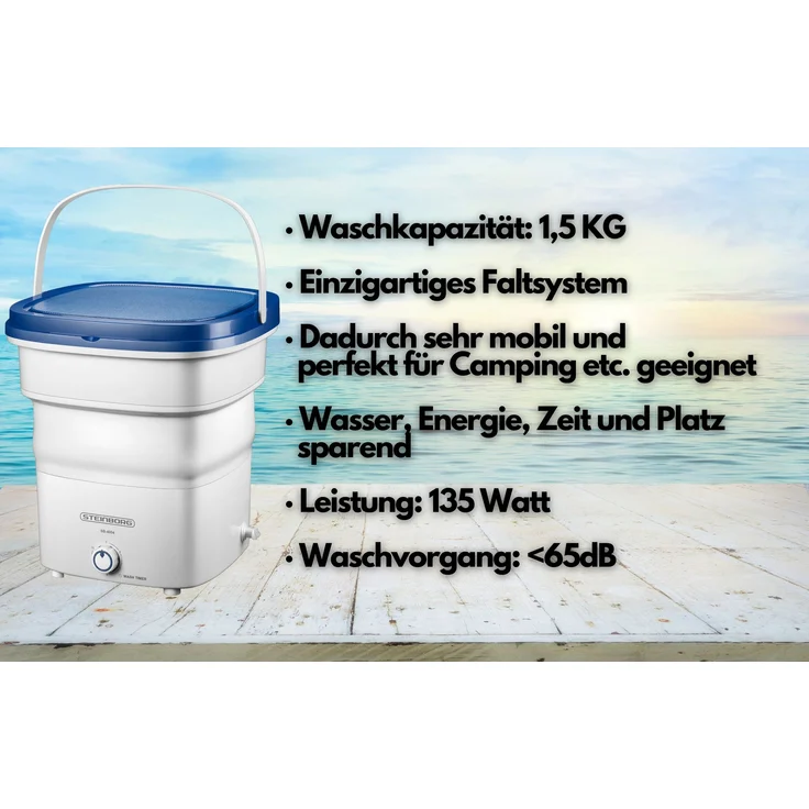Steinborg SB-4004, Toplader-Mini-Waschmaschine, Fassungsvermögen 1,5 kg, Standgerät, Breite 35 cm, faltbar, campinggeeignet – Bild 5