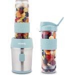 H.Koenig SMOO16 Smoothie-Maker, Standmixer, 300W, 570ml, aus gebürstetem Edelstahl, pastellblau