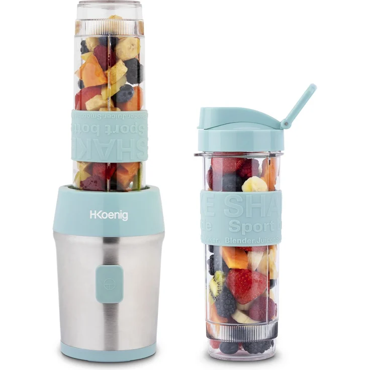 H.Koenig SMOO16 Smoothie-Maker, Standmixer, 300W, 570ml, aus gebürstetem Edelstahl, pastellblau – Bild 1