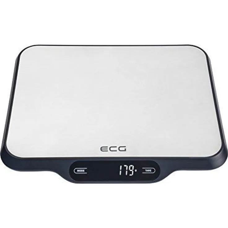 ECG KV 215 S Küchenwaage, schlagfestes Sicherheitsglas, LCD-Display, Maximale Kapazität 15 kg, Edelstahl, Kunststoff, silber