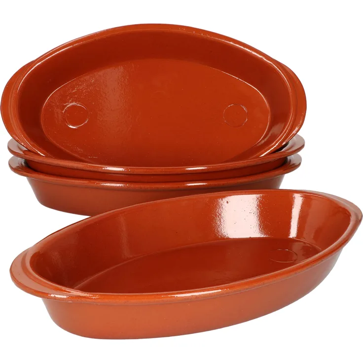 4er Set Auflaufform Ton 33 x 19 cm 1 Liter Mediterran Mittelalter Ofen-Form