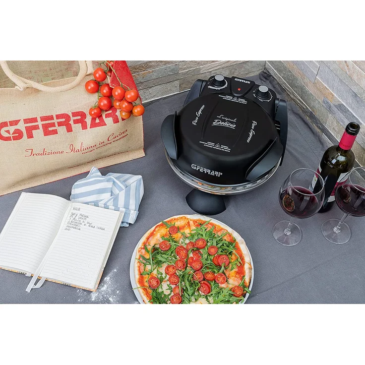 G3Ferrari G10006B Pizzamaker Pizza Express Delizia, 1200W, Timer, Thermostat, schwarz – Bild 6