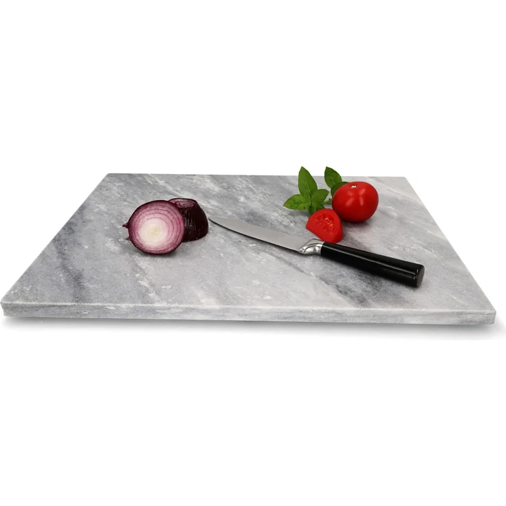 Marmor-Schneidebrett 40 x 30 cm weiß-grau Tisch-Untersetzer Servierplatte Unterlage – Bild 2