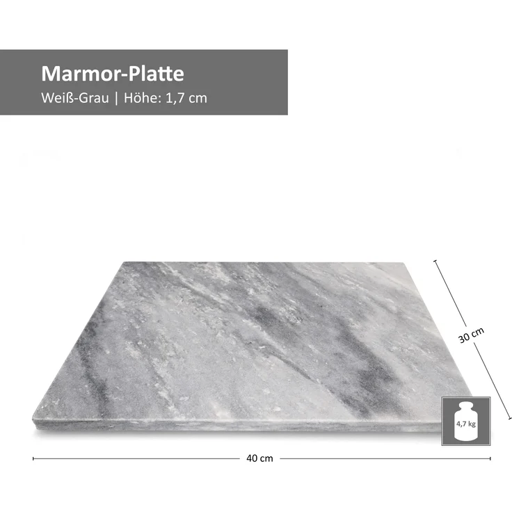 Marmor-Schneidebrett 40 x 30 cm weiß-grau Tisch-Untersetzer Servierplatte Unterlage – Bild 3