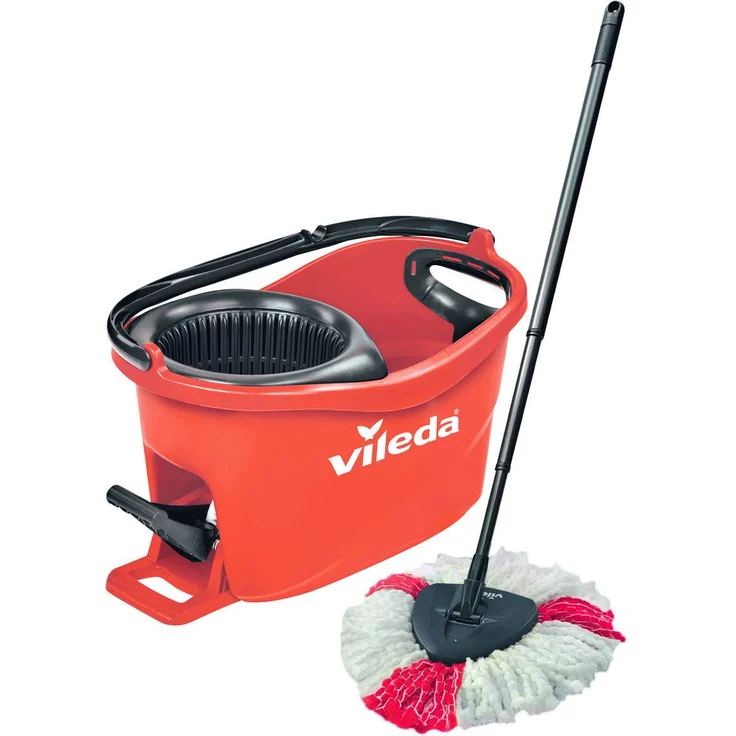 Vileda Turbo EasyWring & Clean Komplett Set coral Wischmop und Eimer mit PowerSchleuder – Bild 1