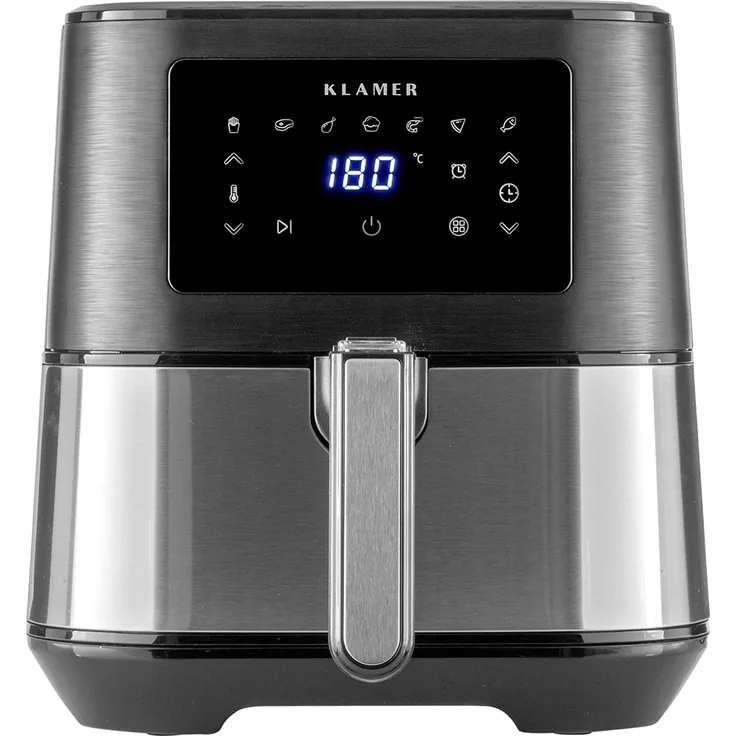 KLAMER Heißluftfritteuse XL, ohne Öl, 5.5 Liter Fassungsvermögen, 1700 Watt, silber