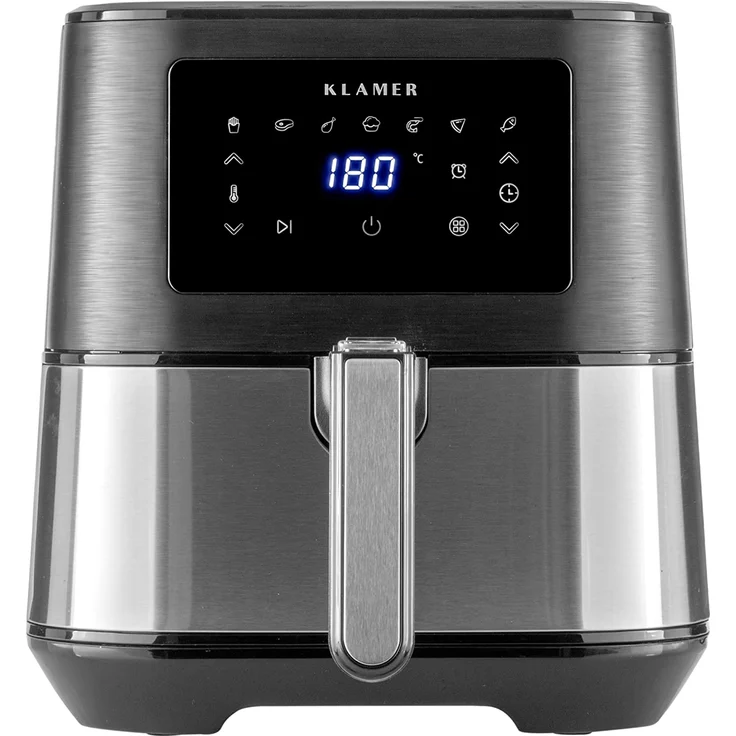 KLAMER Heißluftfritteuse XL, ohne Öl, 5.5 Liter Fassungsvermögen, 1700 Watt, silber – Bild 1