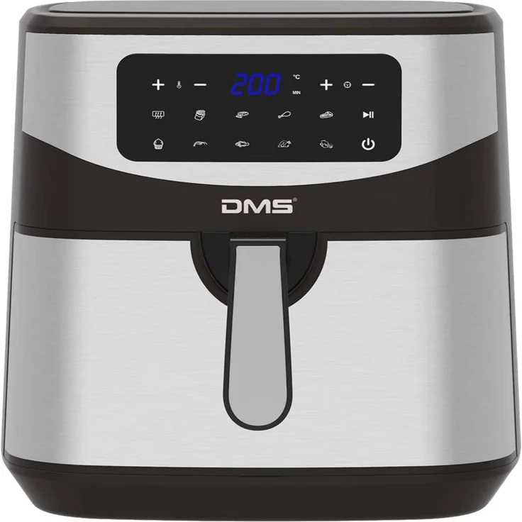 DMS Heißluftfritteuse XXL HF-7S, ohne Öl, 7 Liter Fassungsvermögen, 1800 Watt, silber, Edelstahl, inkl. 10 Programme – Bild 1