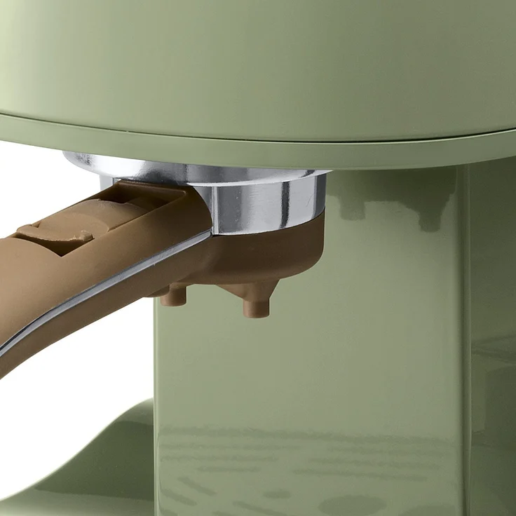 De'Longhi Icona Vintage Espresso Siebträgermaschine KBOV2001.GR - mit professioneller Milchaufschäumdüse, 15 bar, 1,4 l, auch für Pads geeignet, Edelstahl in Retro Look mit Chrom-Details, grün – Bild 6