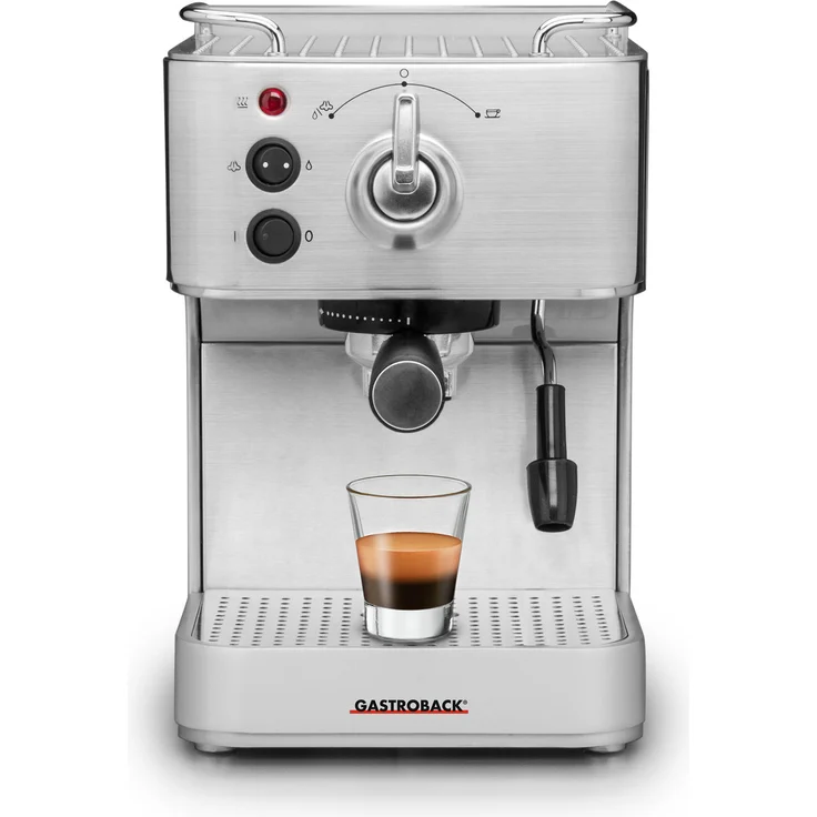 Gastroback 42606 Design Espresso Plus, Espressomaschine, Siebträger, professionelle, ital. Espressopumpe (Ulka-15 bar), 1250 Watt, 18-8 Edelstahl, silber – Bild 4