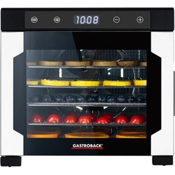 Gastroback DESIGN DÖRRAUTOMAT PRO, 600 Watt, 6 Dörrgitter, Edelstahl, schwarz, 24-Stunden-Timer