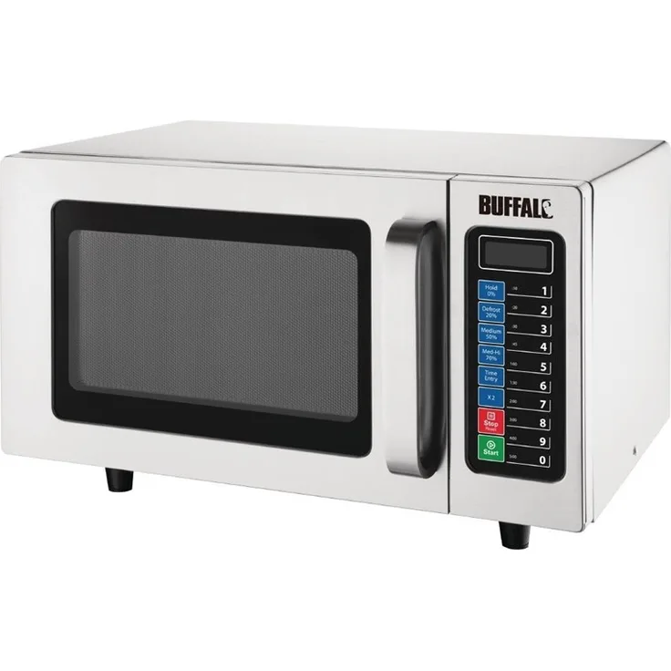 Buffalo Mikrowelle, Standgerät, 1000 Watt, 25 Liter Garraum, Edelstahl, silber