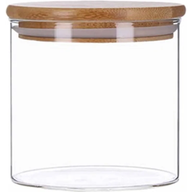 GEORGES Vorratsglas mit Bambusdeckel, luftdicht, stapelbar Spülmaschinenfest und Mottensicher 500ml