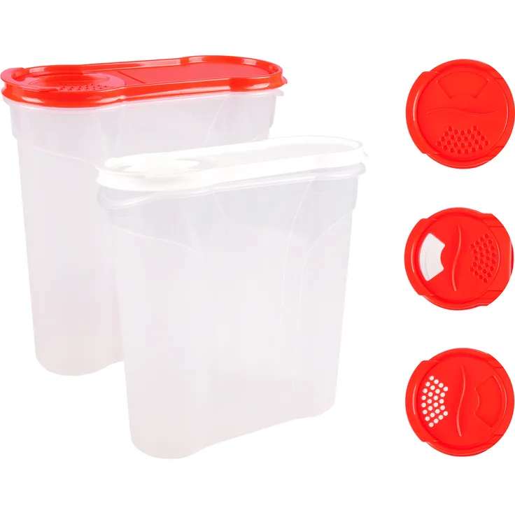Rival Schüttdosen 1,3-2,4-4 L Cerealienbox Müslidose Cornflakesdose Vorratsdose Aufbewahrungsdosen Vorratsdose Streudosen rot, 4 Liter (1Stück)