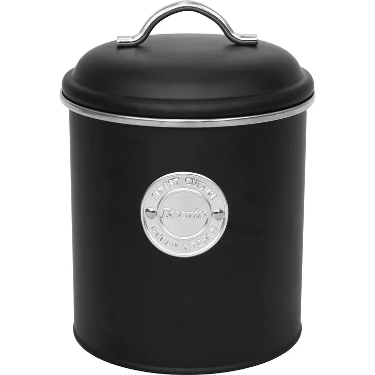 Metall Vorratsdose 'Biscuits' mit Deckel Ø13,5xH18cm - 1,5L - Schwarz