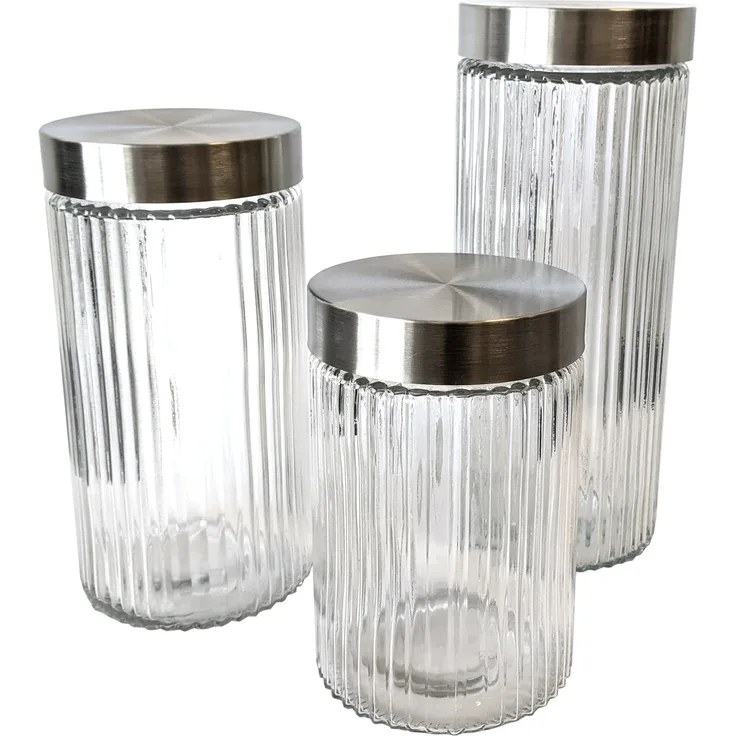 3tlg Vorratsgläser-Set Glas 2L - 1,5L - 1L