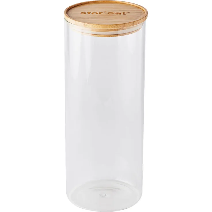 Mastrad StorEat Aufbewahrungsdose Rund für Lebensmittel, Borosilikatglas, Bambusdeckel, 2.1 L, F93788