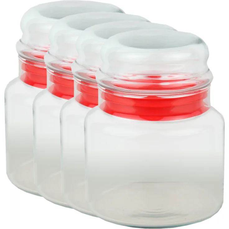 4er Set Vorratsdose Prestige - 635ml Vorratsbehälter aus Kristallglas mit Aromaverschluss