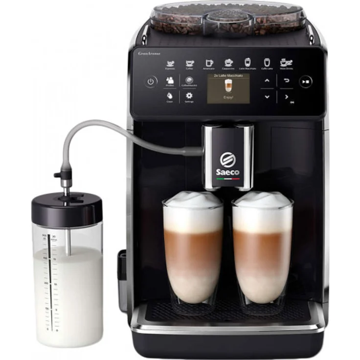 Saeco GranAroma SM6480-00 Kaffeevollautomat mit Milchsystem, 1,8 l Wassertank, 0,6 l Milchbehälter, schwarz – Bild 1