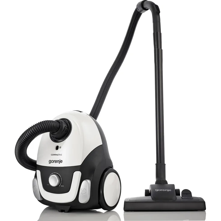 Gorenje VA 11 CXWII Bodenstaubsauger mit Beutel, 750 Watt, HEPA-Filter, gummierte Räder, schwarz-weiß