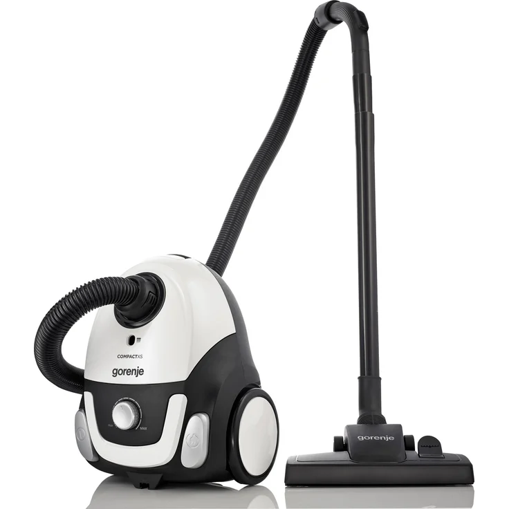 Gorenje VA 11 CXWII Bodenstaubsauger mit Beutel, 750 Watt, HEPA-Filter, gummierte Räder, schwarz-weiß