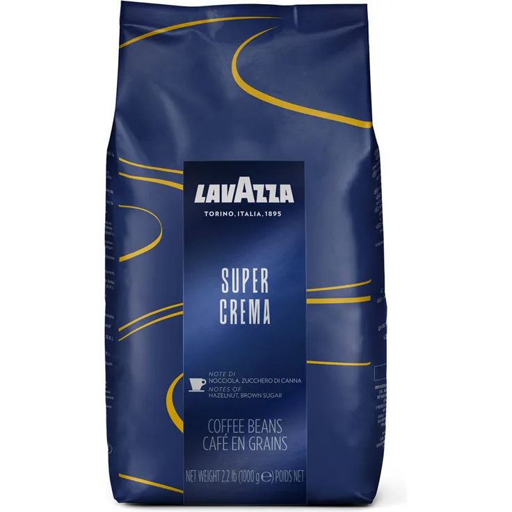 Lavazza Bar Super Crema ganze Kaffeebohnen, Arabica + Robusta, 1000g