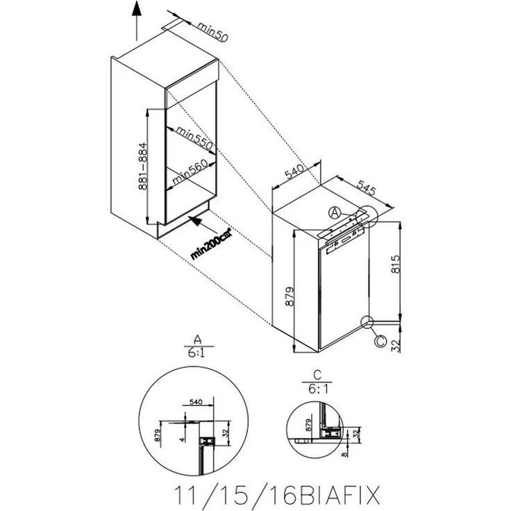 Amica EGS 16183, Gefrierschrank, Einbau, vollintegrierbar, weiß, Lagerzeit bei Störung 11 h, Breite 54 cm, Energieklasse E – Bild 7