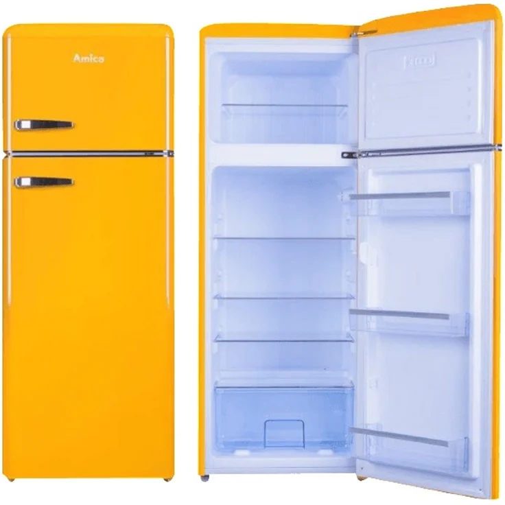 Amica KGC 15633 Y Kühl-Gefrierkombination, freistehend, gelb, LED, Abtauautomatik, Lagerzeit bei Störung 12 h, Breite 55 cm – Bild 3