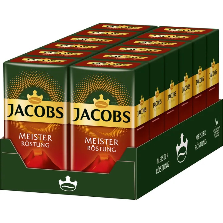 Jacobs Meisterröstung, 10er Set, Kräftiges Aroma, Filterkaffee, Kaffee, für Kaffeemaschine, 10 x 500g