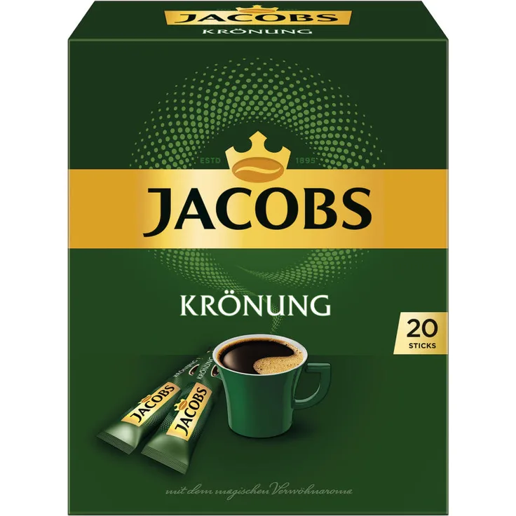 Jacobs Krönung, Instant Kaffee, Getränkepulver zum Aufgießen, 20 Portionen à 1.8 g